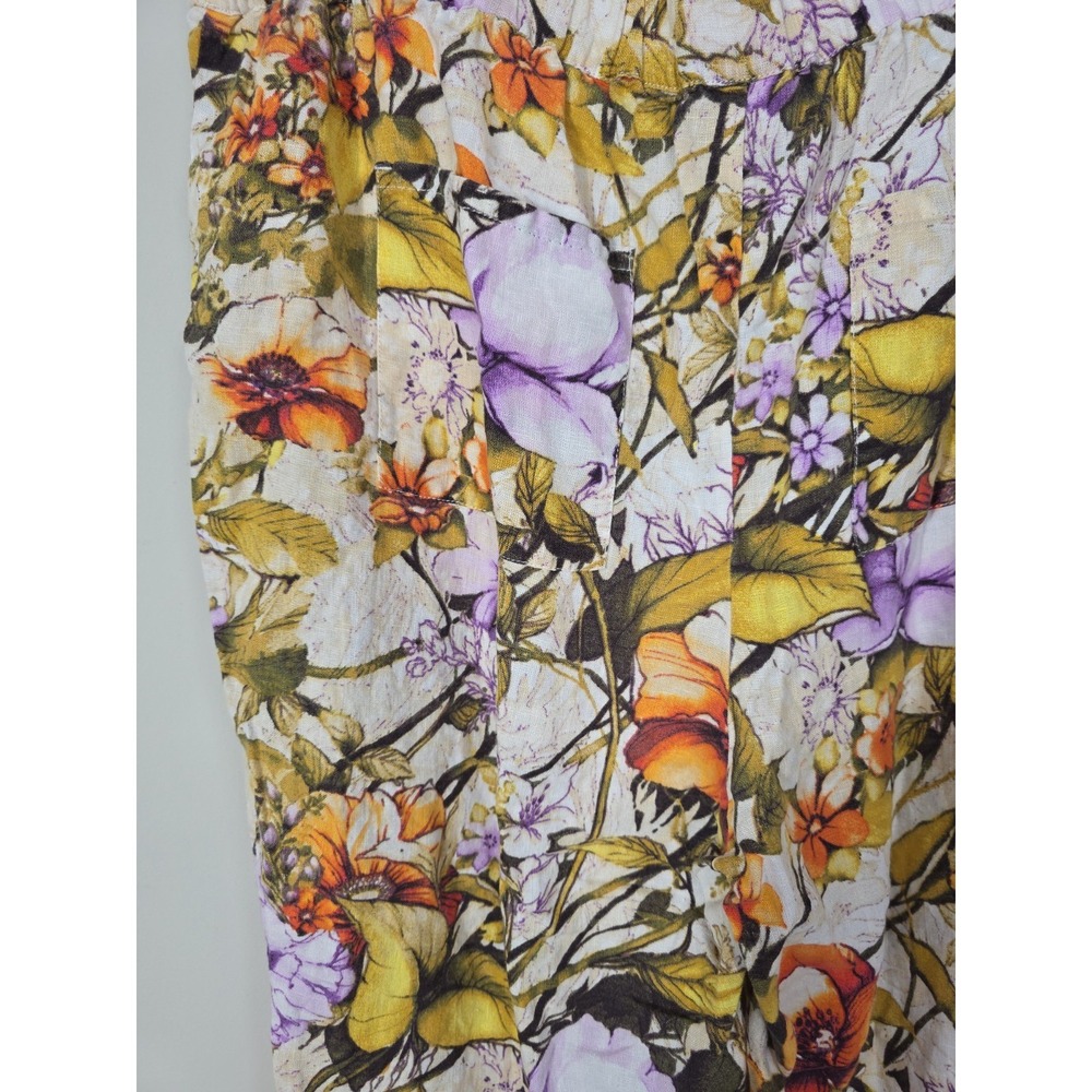 Chico's Linen Floral Pants Women's Size 16 XL Boho Tropical Pull On Wide Leg - Picture 4 of 9